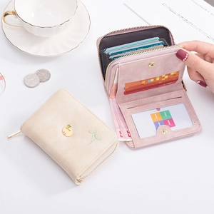 Portefeuille court pour femmes avec broderie d'oiseaux et fentes pour cartes