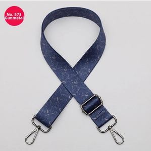 Tracolla regolabile blu scuro con stampa luna rosa e costellazioni con fibbie in metallo scuro