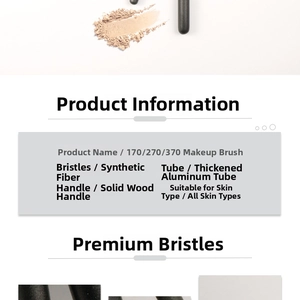Detail of 170/270/370 foundation brushes with synthetic bristles and solid wood handles