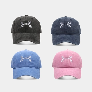 Baseballkappe Aus Gewaschener Baumwolle Mit Geweih Stickerei Vintage Verstellbarer Sonnenhut Unisex