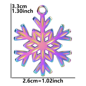Rainbow snowflake pendant dimensions: 3.3cm height and 2.6cm width stainless steel accessory