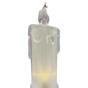 Pearlescent white LED candle light with realistic dripping wax design and flickering flame