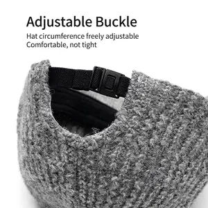 Women's dark gray knit baseball cap featuring an adjustable back buckle and thick texture