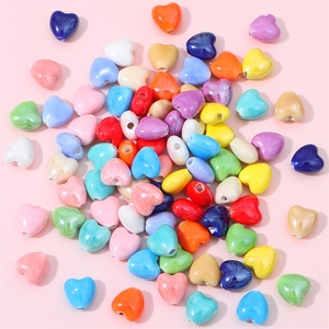 Colorful heart-shaped ceramic beads for DIY jewelry making necklace and bracelet crafts