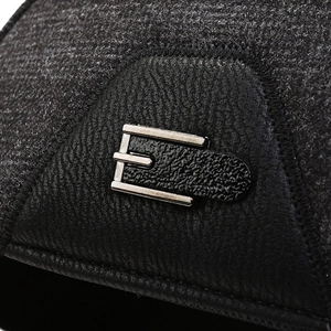 Men's winter dark grey flat cap featuring textured wool fabric and premium leather detail