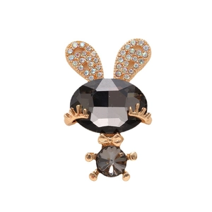 Ciondolo a forma di coniglio dorato con cristalli grigi e strass per accessori fai-da-te