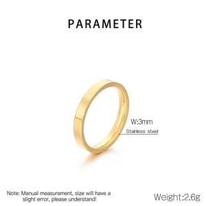 3mm polished gold stainless steel plain ring with a weight of 2.6g for men and women