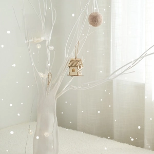 Luminous Christmas wooden house hanging ornament with LED warm light for festive decor
