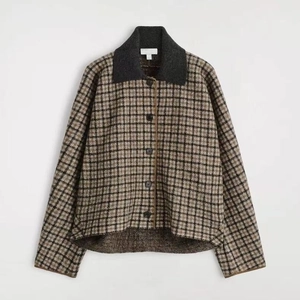 Giacca Cropped A Maniche Lunghe In Tweed A Quadri Da Donna E Mini Gonna A Linea Casual Abbigliamento Retro