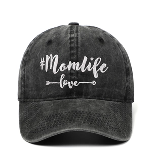 Baseball Cap Washed Cotton Embroidered Momlife Love Vintage Distressed Adjustable Dad Hat For Women Men