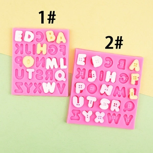 Pink silicone alphabet mold set for chocolate and fondant cake decorating with two fonts