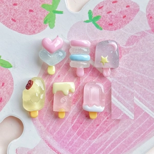 Colorful luminous mini popsicle resin accessories for DIY jewelry and nail art crafts