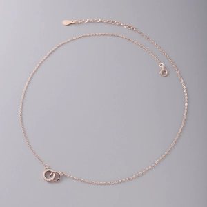 925 Sterling silver interlocking double circle necklace in rose gold with pavé crystals