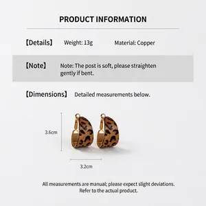 Detailed size and material specs for gold-plated leopard print hoop earrings