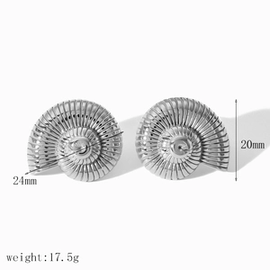 Boucles d'oreilles coquillage en acier inoxydable doré 18 carats, taille de 24 mm
