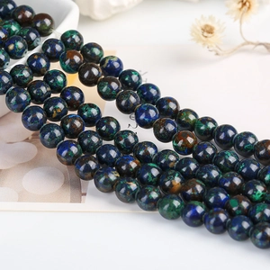 Perle tonde in azzurrite e malachite naturali per la creazione di gioielli fai-da-te