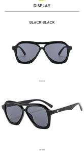 Front and 45-degree angle view of classic black double-bridge aviator sunglasses