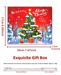 Detailed size specifications for the Christmas advent calendar box and bracelet set