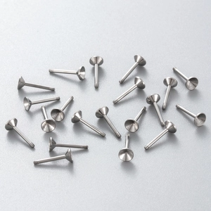 Polished silver stainless steel threaded screw back stud earrings diy jewelry components