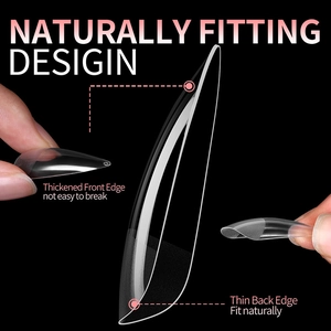 Long almond clear false nail tips with thin back edge and thick front edge 550pcs