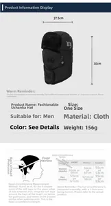 Detailed size guide and measurements for winter trapper hat with face cover and fur lining