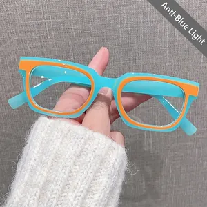Montatura Occhiali Quadrati Retrò Anti Luce Blu Colori Contrastanti PC Ottici Unisex