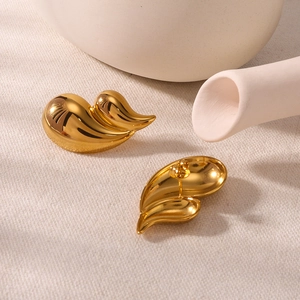 Fashionable 18K gold-plated irregular double-layer water drop earrings for women