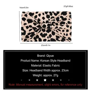 Elastic leopard print bow headband for yoga and fitness, size 23cm x 14cm