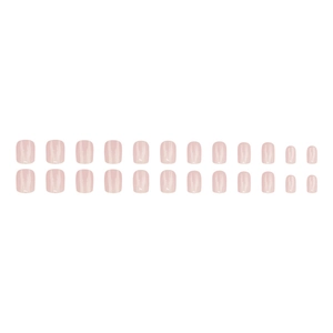Set of 24 gradient pearlescent white and pink square press-on nails with glossy finish
