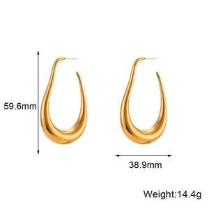 18K gold plated stainless steel hollow drop earrings with size and weight dimensions