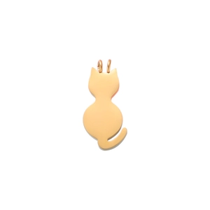 Polished gold stainless steel cat silhouette pendant with dual connector rings