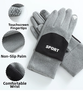 Detailansicht der Wintersport-Handschuhe mit Touchscreen-Fingern und rutschfester Handfläche