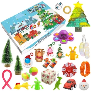 Christmas advent calendar with 24 multi-colored fidget toys and gift box set