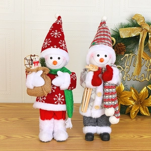 30cm Christmas Santa Claus Snowman Doll Ornaments Luxury Sequin Knit Plush Figurines Home Xmas Party Table Decorations