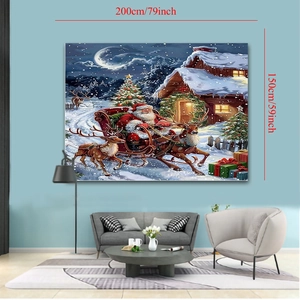 Vue détaillée montrant la taille de la tapisserie de Noël 200x150cm et son placement