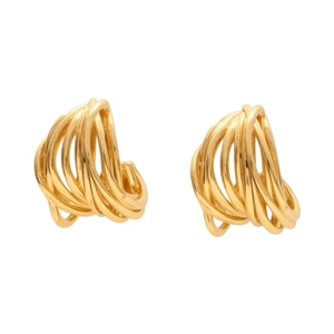 Eleganti orecchini a cerchio placcati oro a più strati a forma di C intrecciati per donna