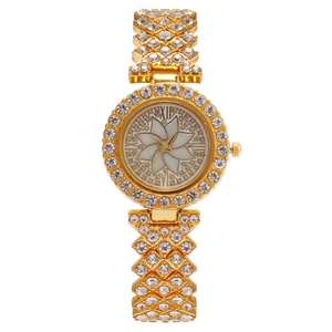 Elegant Rhinestone Flower Dial Women's Quartz Watch Fashion Metal Bracelet Watch For Ladies Luxurious Evening Party Jewelry