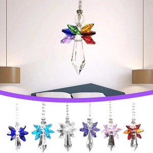 Rainbow crystal suncatcher hanging pendant set for garden and home lighting decor