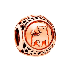 Rose gold zodiac ox charm with hollow star pattern for DIY bracelet jewelry