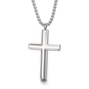 Men Stainless Steel Cross Pendant Necklace Polished Smooth Titanium Steel Hip Hop Street Style Minimalist Jewelry