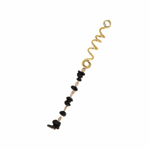Golden spiral hair ring with black natural stone pendant for boho hair braiding styling
