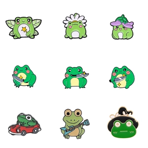 Cute Cartoon Frog Enamel Brooches Alloy Animal Pins Badges For Backpack Clothing Decor Fashion Novelty Jewelry Unisex