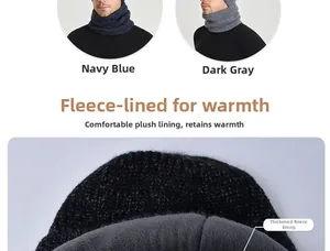 Detail of winter knit neck warmer with thick fleece lining for cold protection