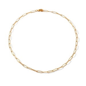 Collier chaîne trombone en acier inoxydable plaqué or 18 carats avec finition polie