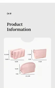 Three pink floral waterproof PU makeup bags in rectangular, trapezoid, and semicircular shapes