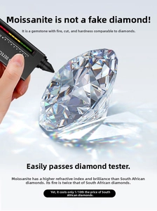 Testing moissanite stone hardness with a thermal pen and showing brilliant rainbow fire