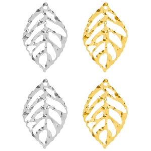 Leaf Pendant Hollow Hammered Textured 304 Stainless Steel Jewelry Making DIY Charm For Necklace Earring Accessory