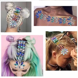 Sparkly rhinestone hair and face stickers for music festival and DIY party makeup decoration