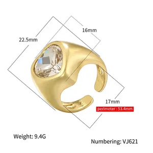 Vintage gold plated heart-shaped crystal ring with asymmetric lava flow band design