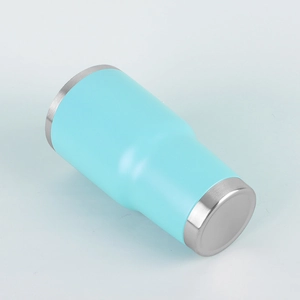 Detailed view of 30oz turquoise insulated tumbler with a double-wall vacuum design